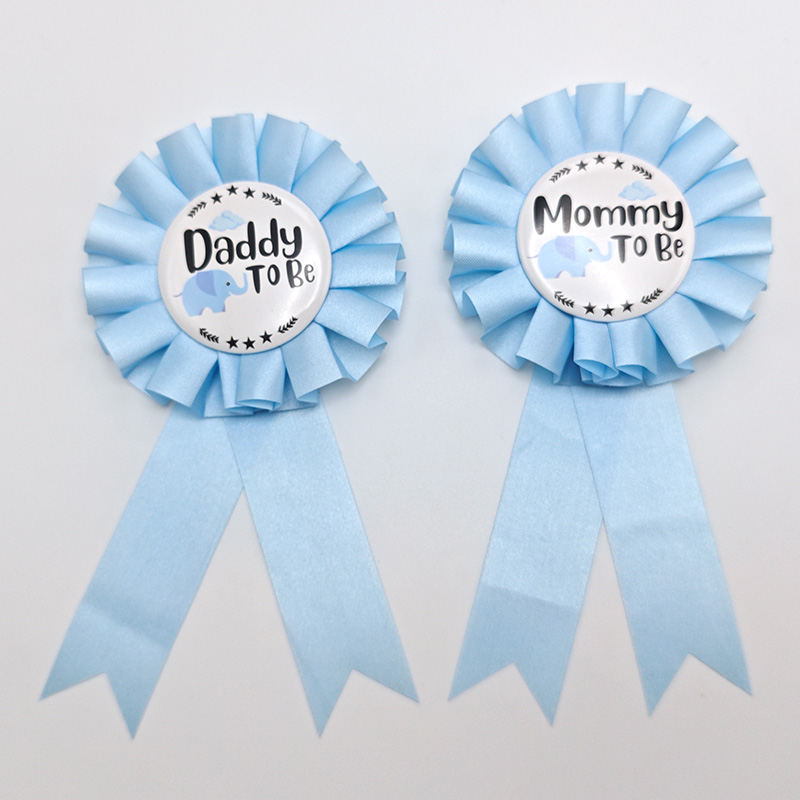 热销准爸爸妈妈mom to be dad to be胸花小象主题baby shower胸章