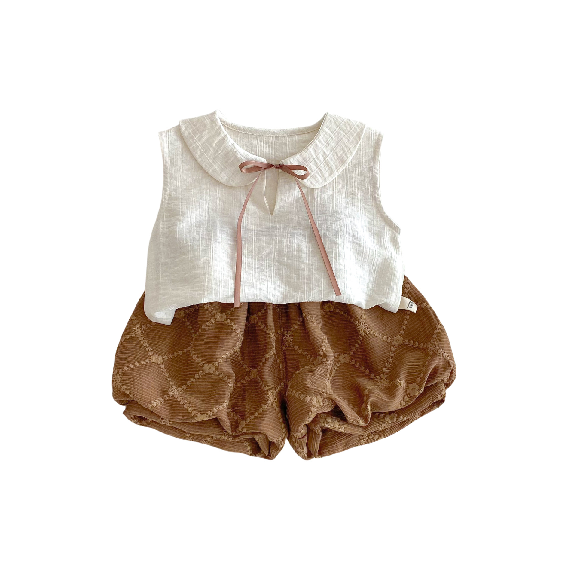 Girls' solid-color baby shirt 2025 new summer baby fashion sleeveless vest Children's Korean-style solid-color flower bud pants Item Picture