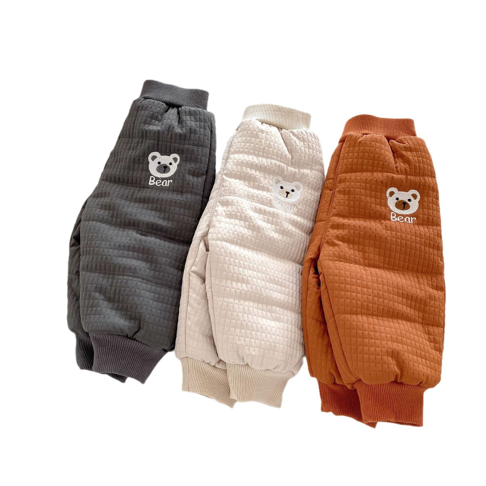 Korean children's casual pants for 0-5 years old winter babies embroidered cotton-padded tapered long pants, winter warm pants AK203 Item Picture