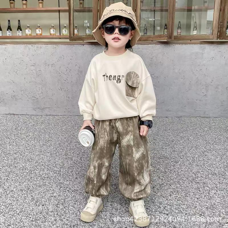 Children's Spring Wear Boys' Set 2025 New Style Stylish tie-dyed Sweatshirt Children's Spring Set Boys' Two-piece set Application Scenario