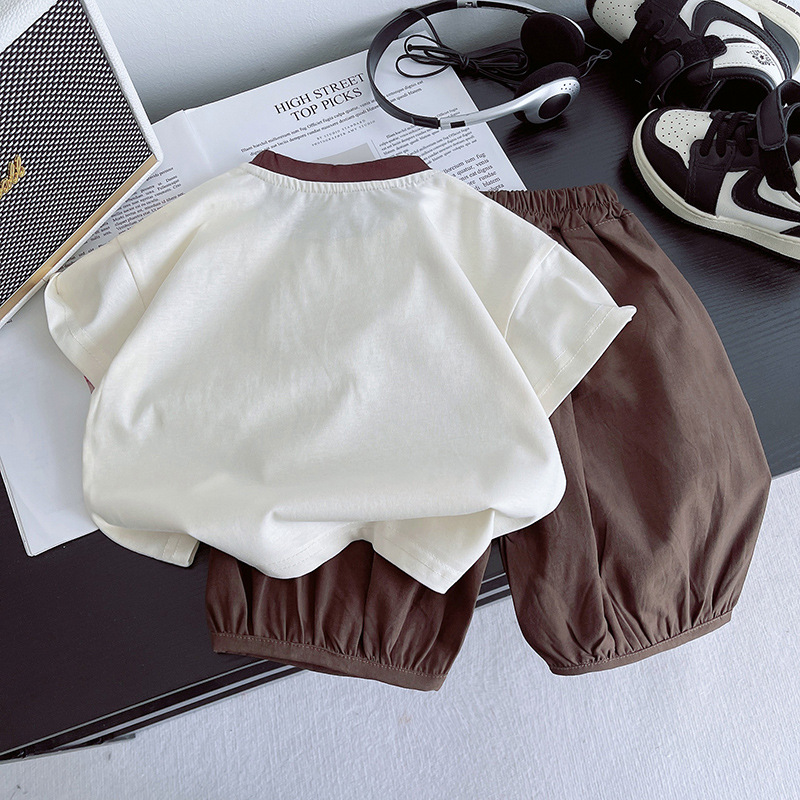 Boys' Summer short-sleeved set 2025 New style Children's Korean-style cool half-sleeved T-shirt, baby cool and casual summer T-shirt Application Scenario