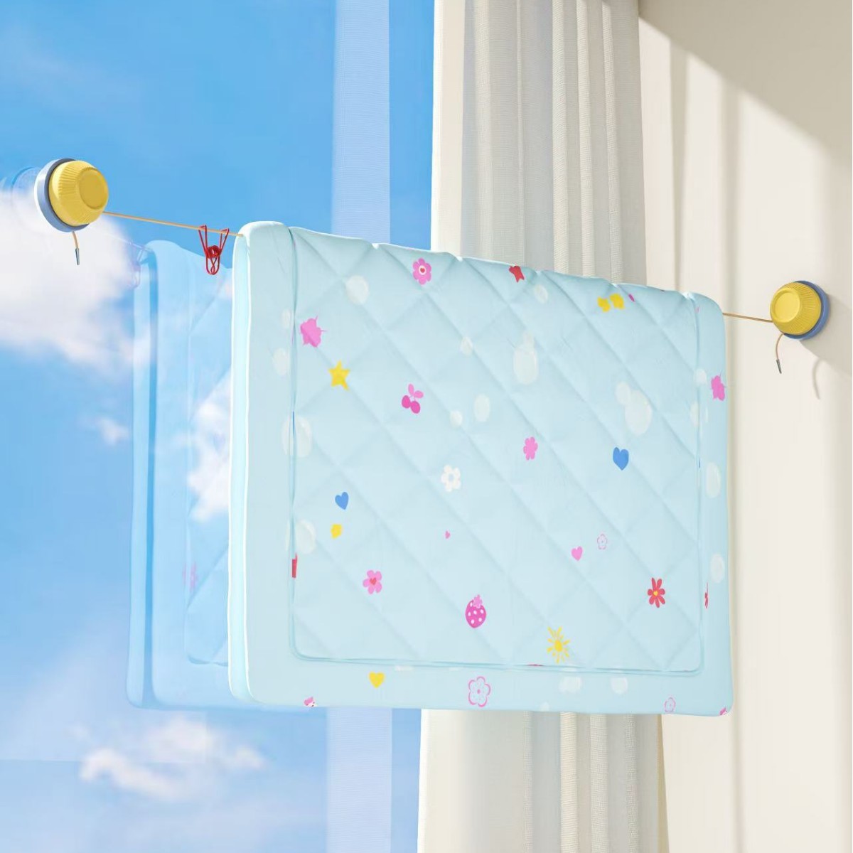 日用百货晾衣绳晒衣架衣物晾晒神器家用衣服架六个夹子