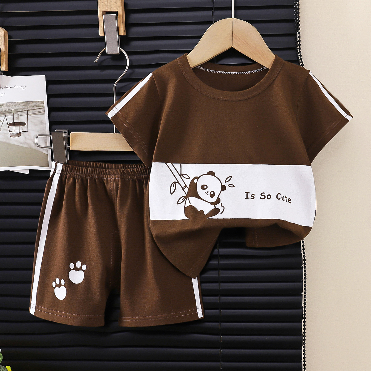 2025 New children's short-sleeved set, striped T-shirts for girls and boys, summer baby clothes, Korean-style children's clothing details Picture
