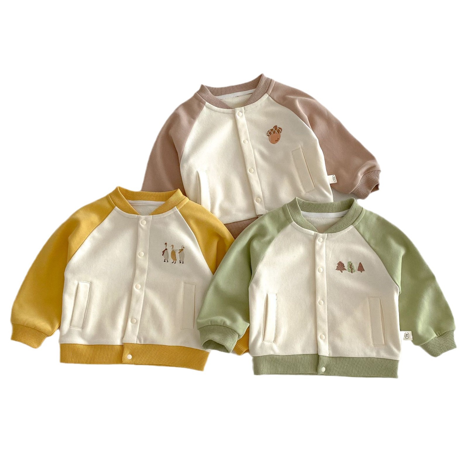 Children's fashion embroidered coat 2025 New Spring Boys' Korean-style color-block baseball jacket, trendy baby duckling top Item Picture