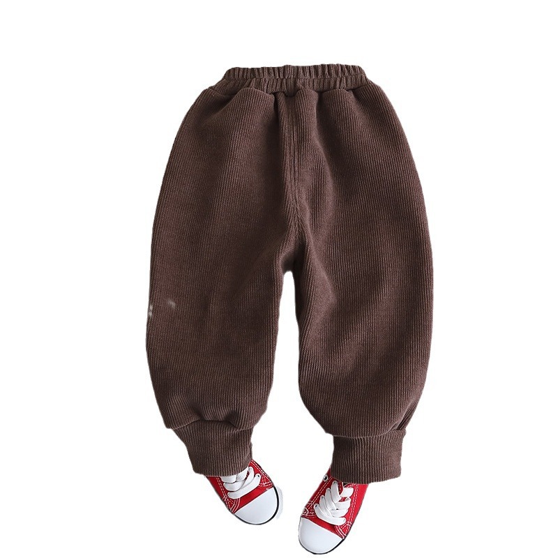 Boys' pants, children's fleece thickened corduroy pants 2022 new style Children's one-piece fleece warm outerwear long pants Specification drawing