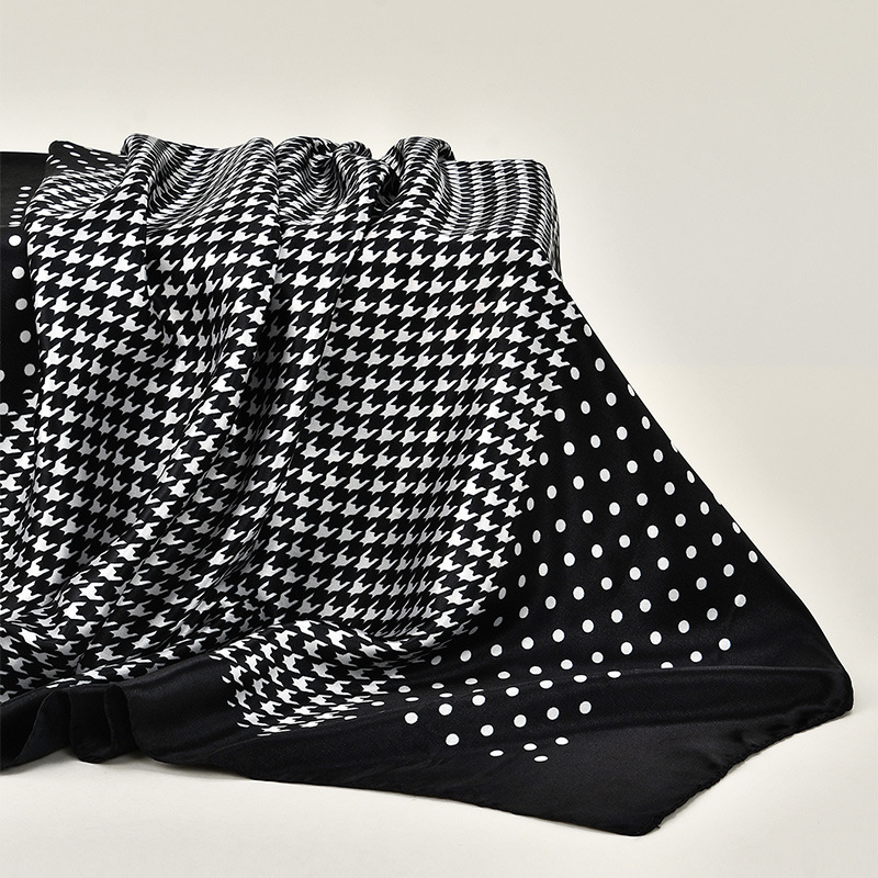 New best-selling fashionable and elegant checkered square scarves, men's and women's scarves, headscarves, sun protection and neck protection scarves, shawls for foreign trade Specification drawing