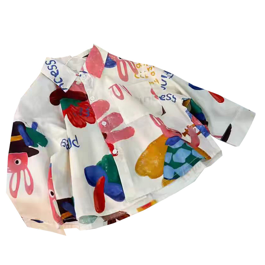 Children's cartoon shirt for boys Spring and Autumn 2024 new spring style, cute and stylish printed top for kids, trendy Item Picture