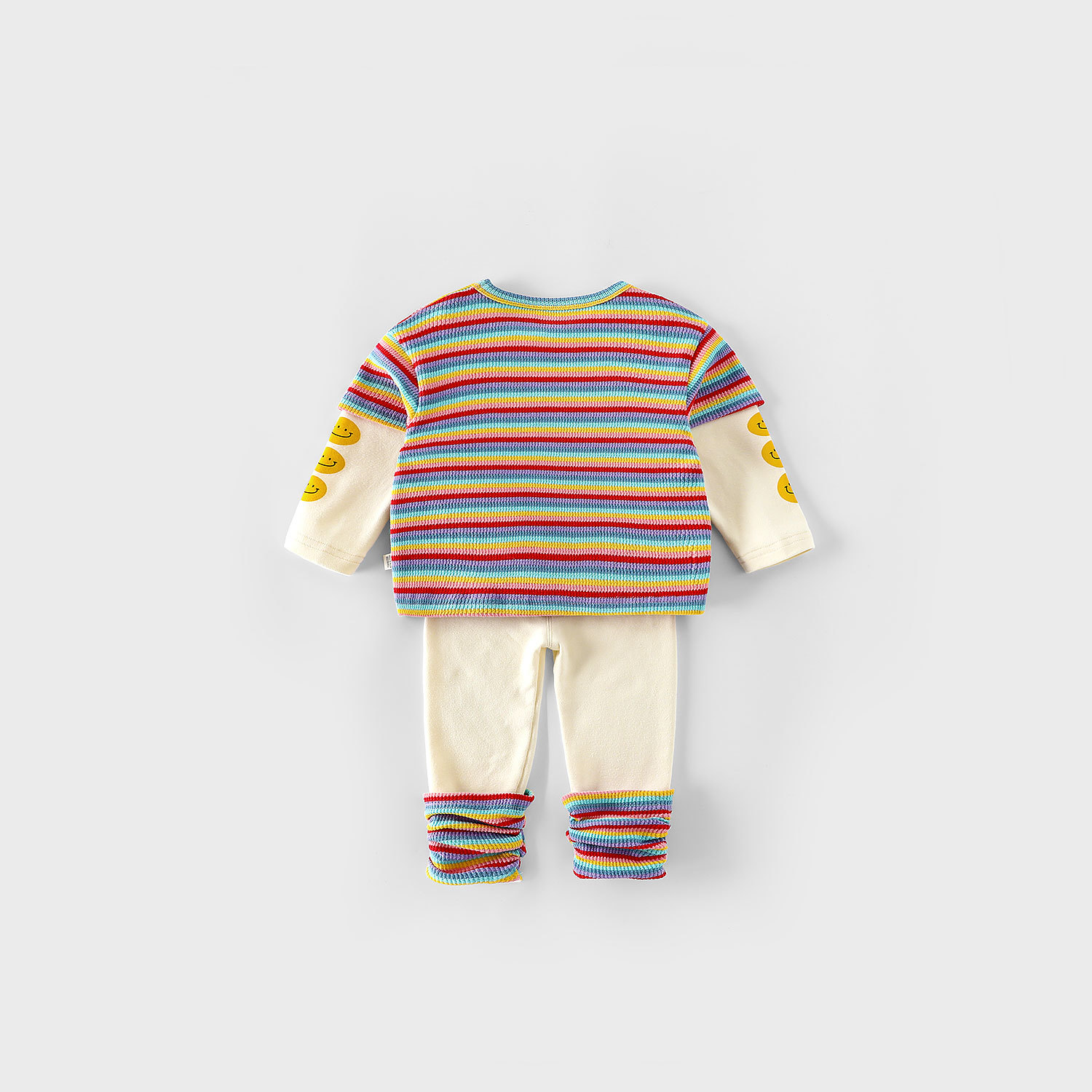 Children's striped set 2025 New autumn Girls' holiday Two-piece smiling T-shirt Baby leggings two-piece set trendy details Picture