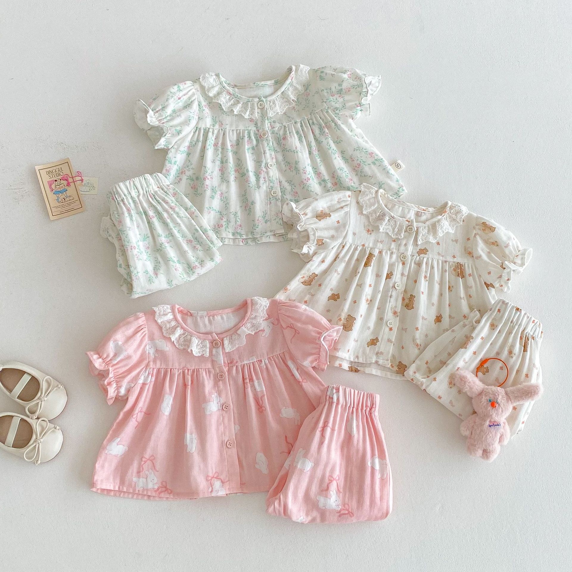 Girls' Cartoon Set 2025 New Summer Baby Thin Rabbit Pajama Trendy Full-print Pajama Pants Two-piece set Application Scenario