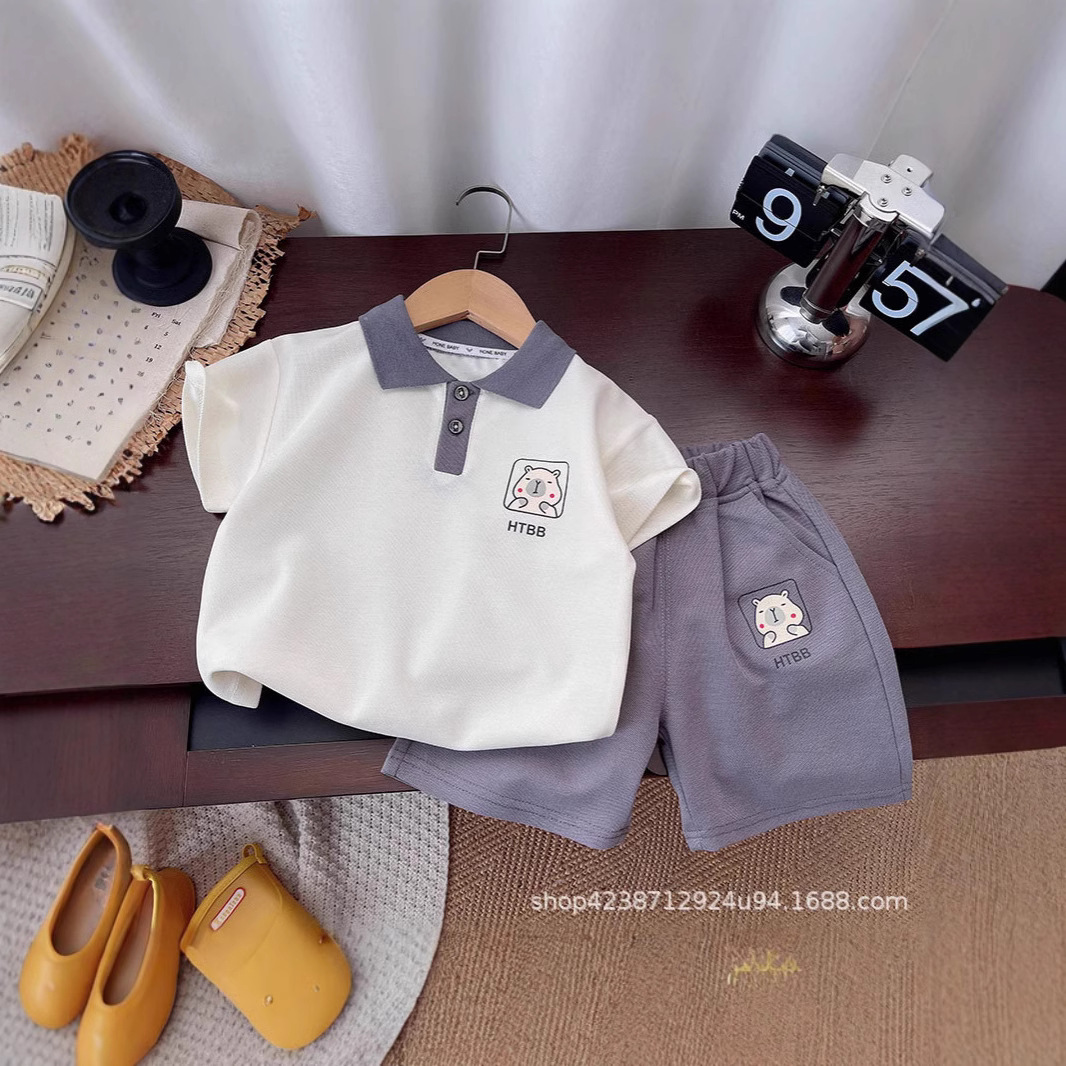Children's spring lapel set 2024 Spring New Korean style cool baby boy trendy two-piece children's clothing full figure