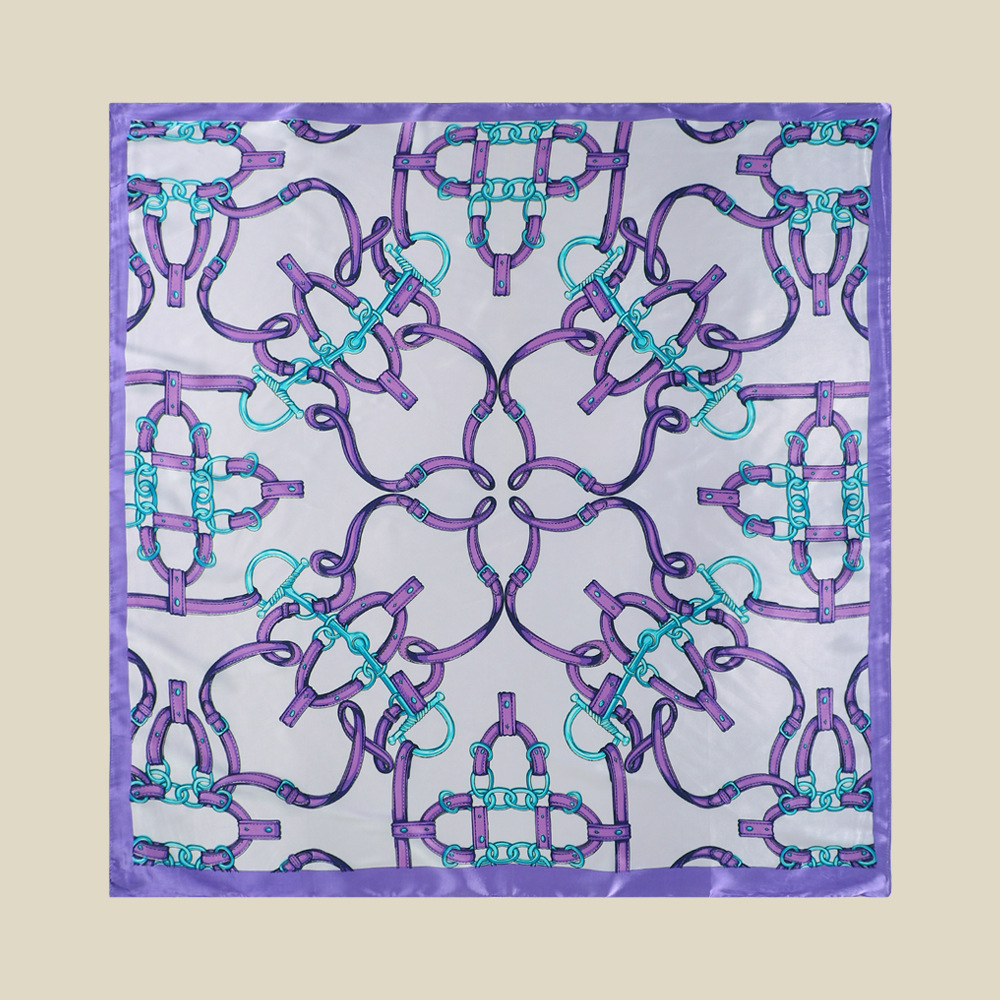 Spring and summer new chain imitation silk 90-square scarf for women, a popular street hip-hop ethnic headscarf in Europe and America, in stock Application Scenario