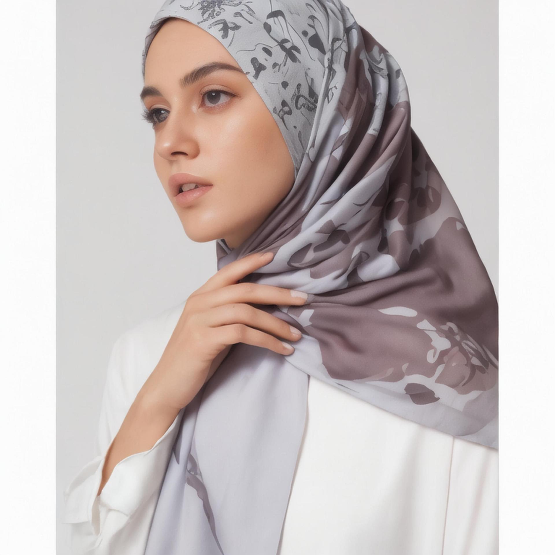 A new large-sized 110-square-meter scarf with floral prints from Malaysia is popular in foreign trade. Laser-cut flower edges are used as headscarves for women full figure