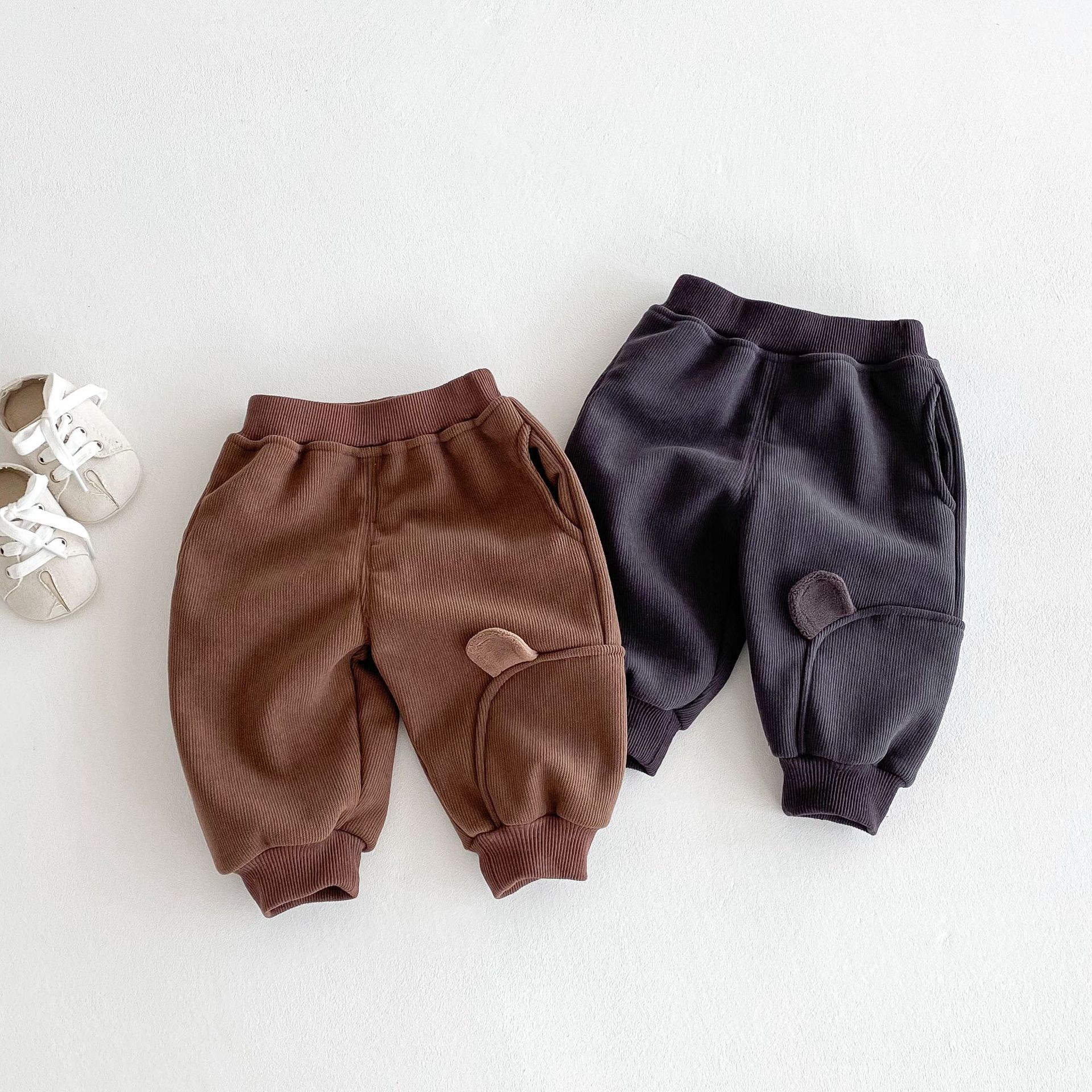 Children's thickened casual pants, 0-5 years old, winter boys' three-dimensional ear protection pants, girls' fleece pants, Zichao AK474 full figure