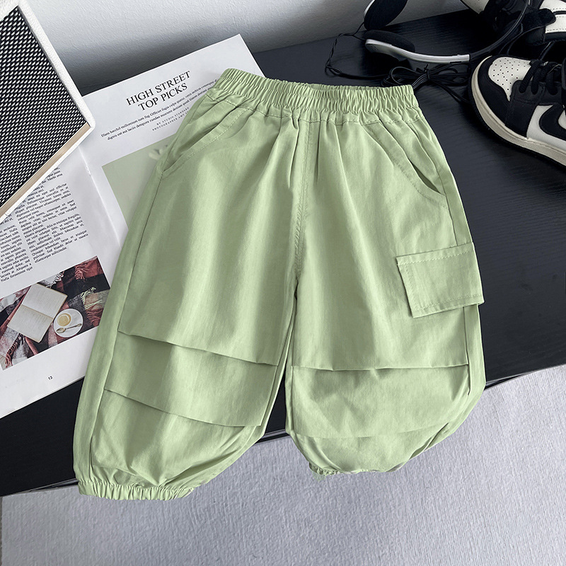 Boys' Summer Set 2025 New Style Cool and sporty little kids thin short-sleeved and long pants boys' summer trend Specification drawing
