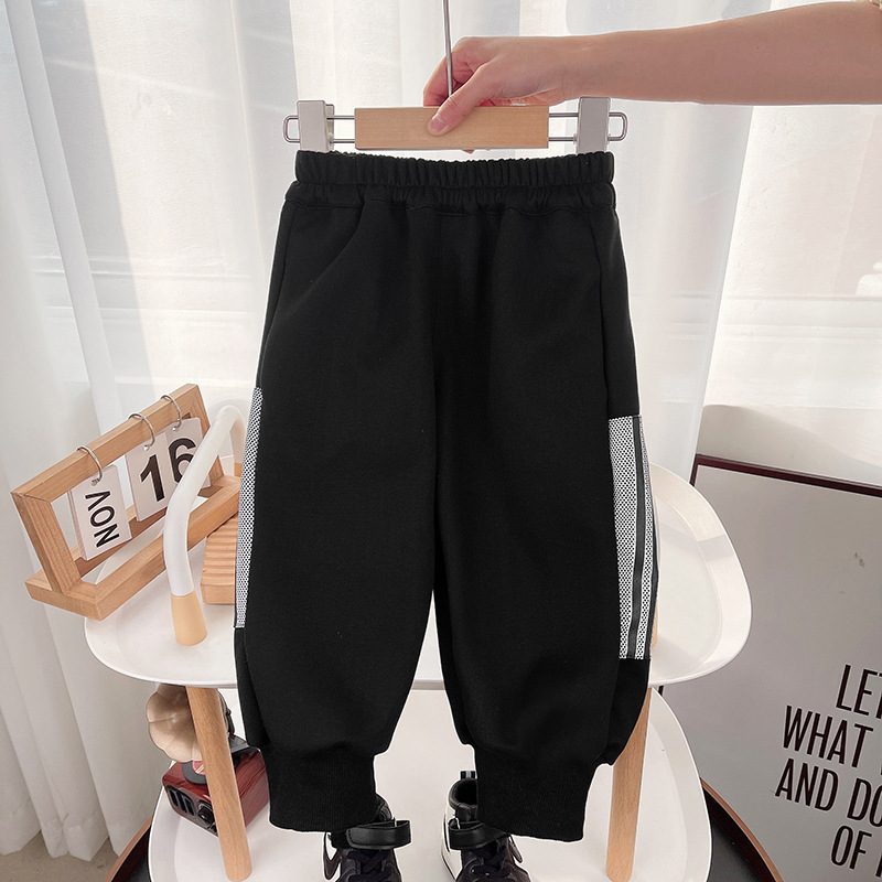 KC72 Standard Set Black new children's clothing for boys, Korean-style stylish small and medium-sized children's sweatshirt and sweatpants two-piece set Specification drawing