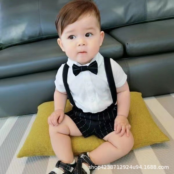 Little boy suit, summer baby's first birthday banquet dress, spring and autumn baby's first birthday clothes, infant and children's birthday gentleman's set details Picture