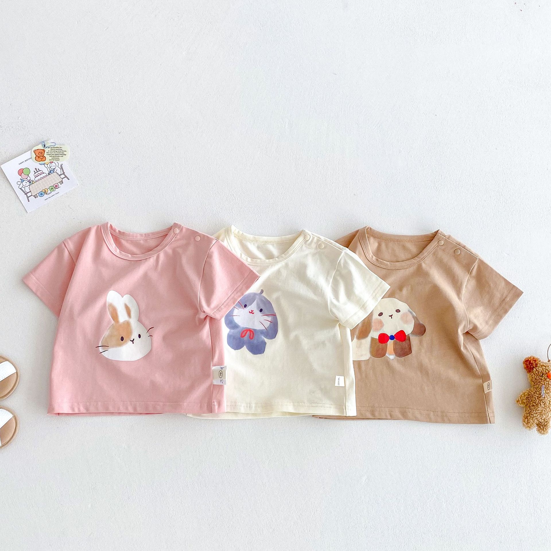 Children's cartoon T-shirt 2025 New Summer Girls' Korean-style digital printed base layer and trendy boys' summer top details Picture