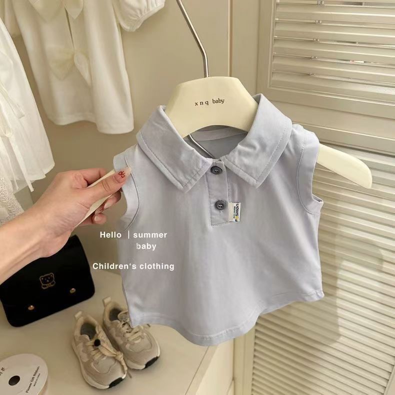 Summer new Set for Girls, Korean style, Stylish 2025 Little Kids Academy Sleeveless Shirt Short Skirt, Baby Two-piece set Specification drawing