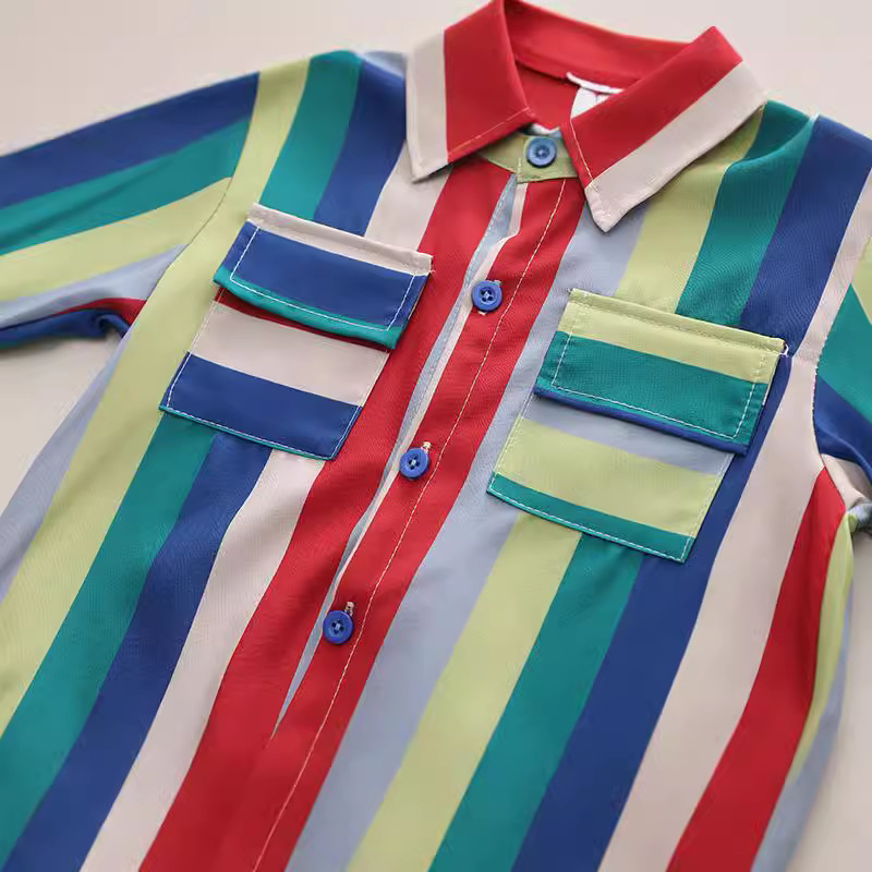 Boys' summer thin striped shirt jacket 2023 New children's long-sleeved top boys' summer cool shirt Application Scenario