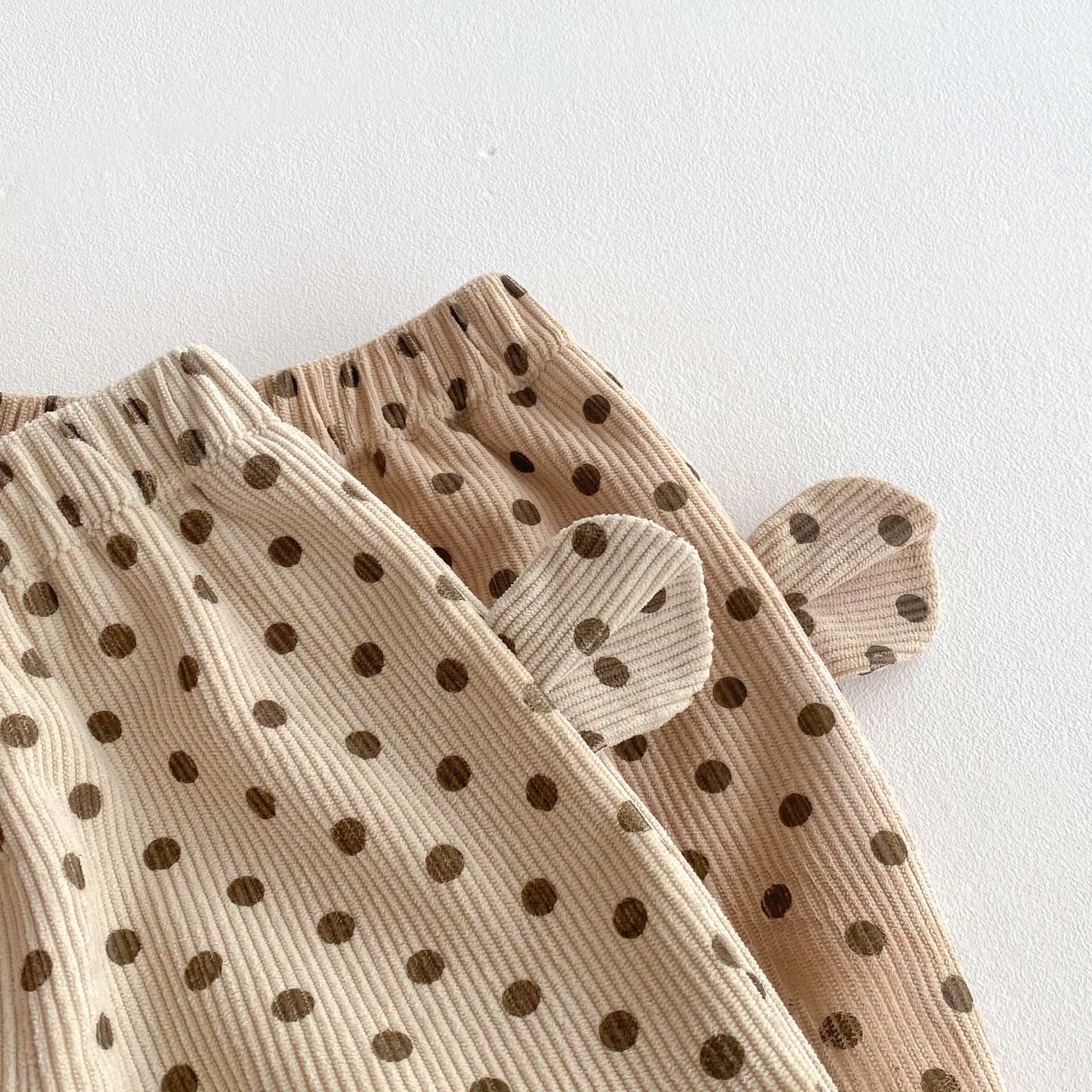 Children's polka dot fleece pants, winter Class a girls' corduroy pants, baby autumn and winter fleece thickened sweatpants AK508 Specification drawing