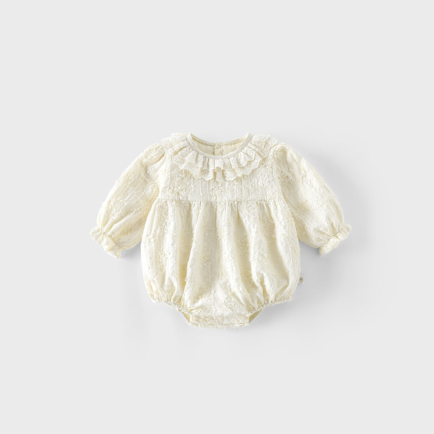 Baby Korean-style one-piece suit 2025 new autumn baby lace collar solid color crawling suit New baby first birthday clothing trend details Picture