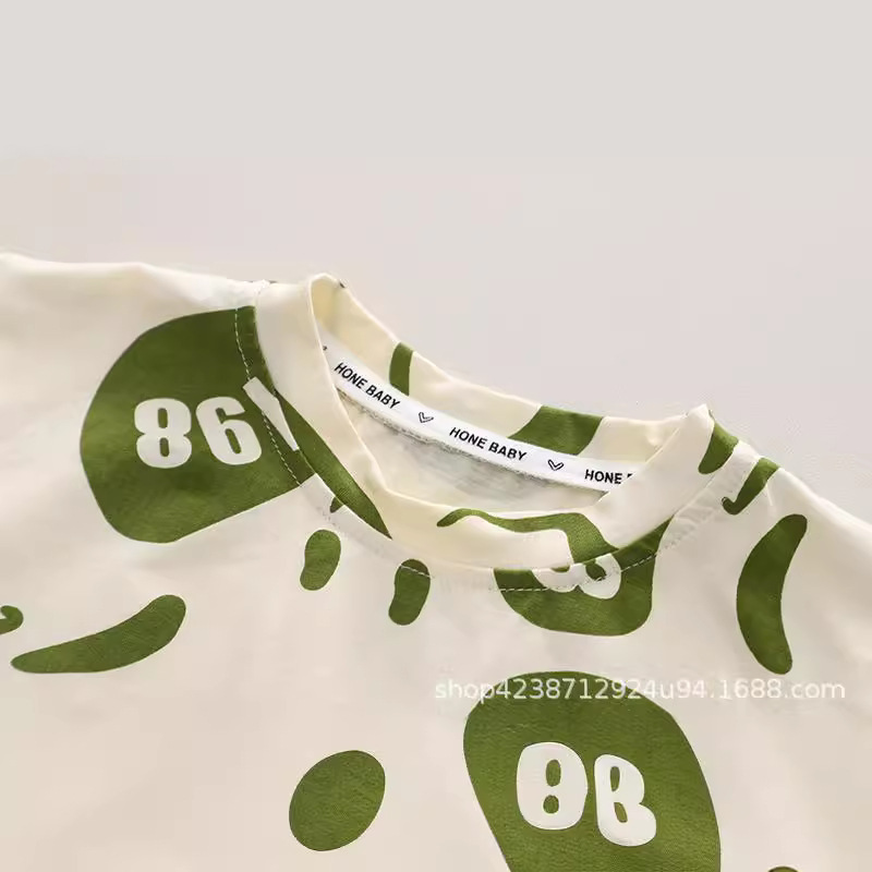 Boys' overalls summer 2023 new style Baby overalls children's Korean-style stylish printed T-shirt two-piece set, trendy Specification drawing