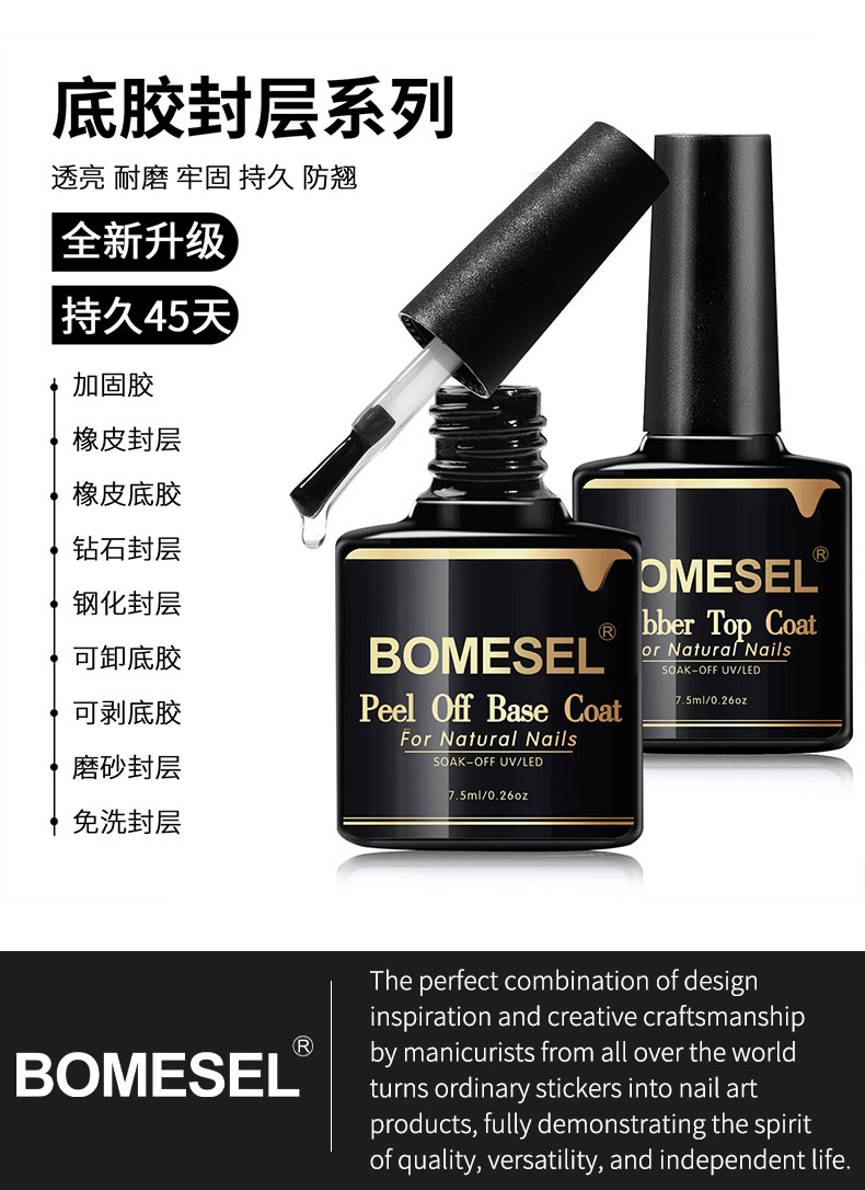 Wholesale nail art functional glue, no-wash crystal-coated sealing layer reinforcement glue, long-lasting wear-resistant, tempered frosted sealing layer, removable base glue pic 2
