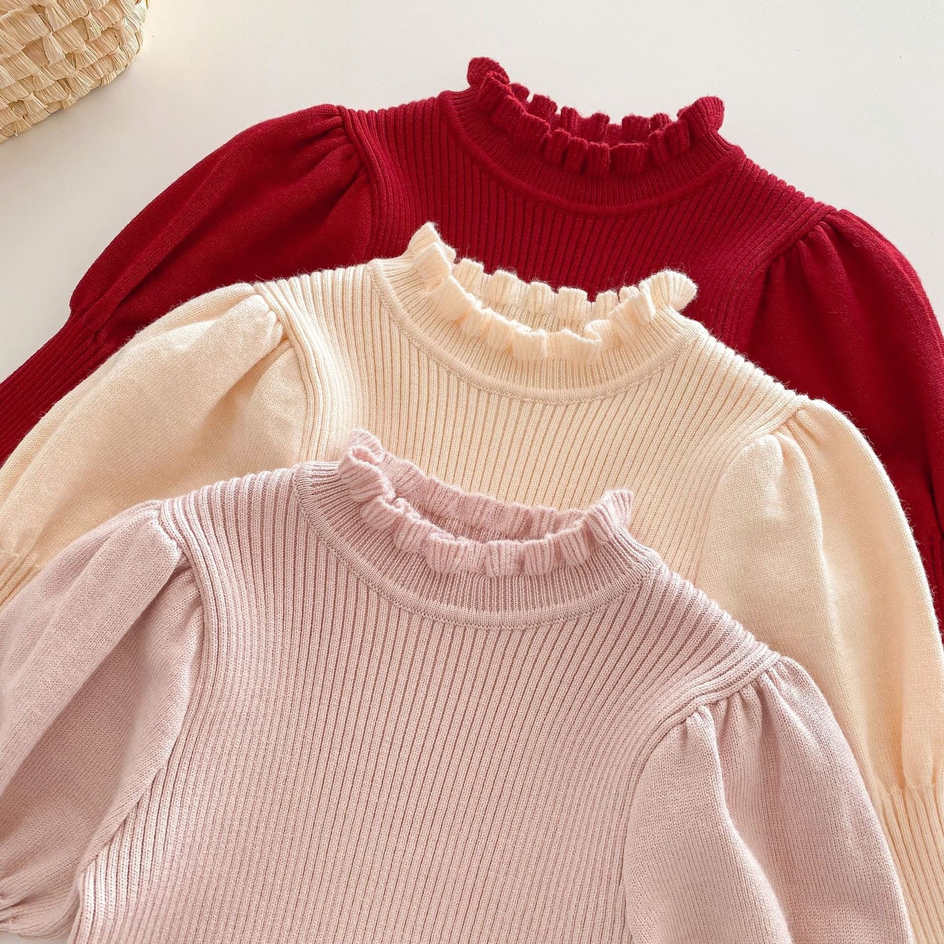 Girls' fashion sweater 2025 New Spring Baby Korean-style core-spun yarn pullover, baby festive New Year wear trend Application Scenario