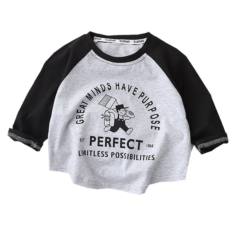 Super soft and glutinous ~ Pure cotton thin shoulder long-sleeved T-shirt for boys, new spring and autumn style baby cartoon top base layer fashion Item Picture