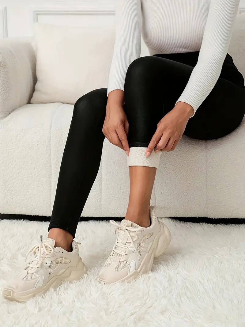 跨境专供  欧美➕非洲  加绒加厚羊羔绒打底裤女秋冬高腰紧身保暖裤新款   打底裤加绒打底裤详情图6