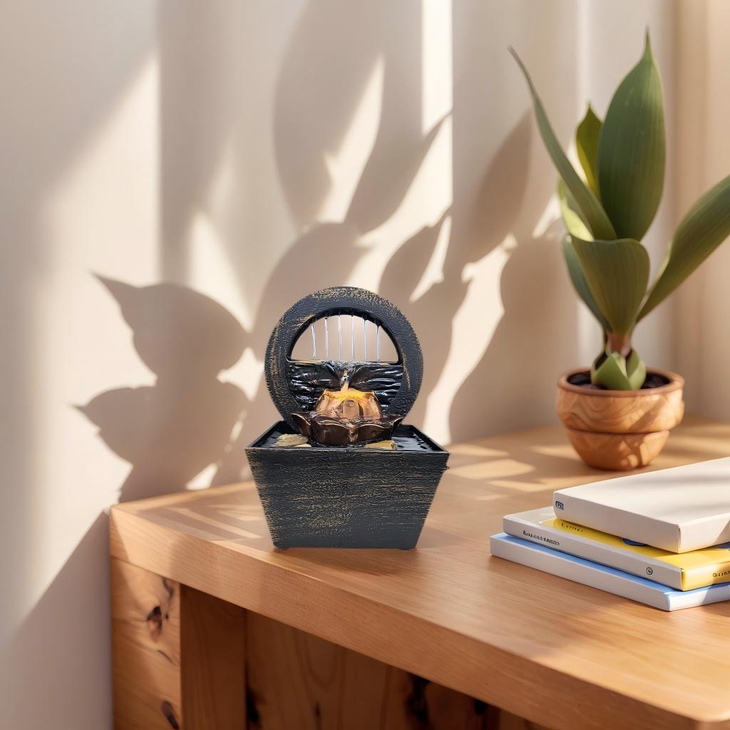 桌面流水摆件｜客厅办公室加湿造景，寓意招财生财流水摆件加湿器