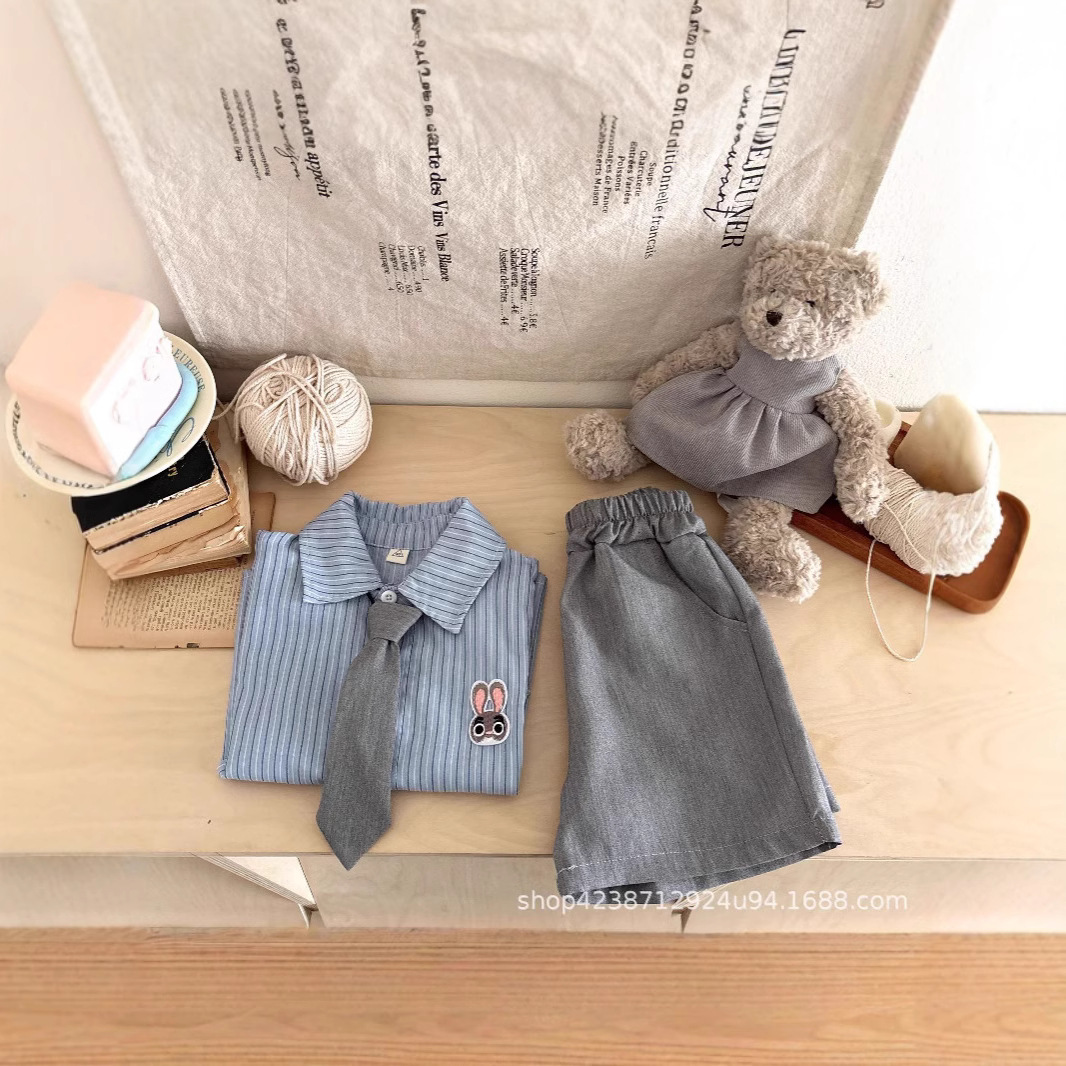 Autumn school style shirt set for boys and girls 2025 Spring and Autumn new children's and baby two-piece shirt and tie set, trendy Application Scenario