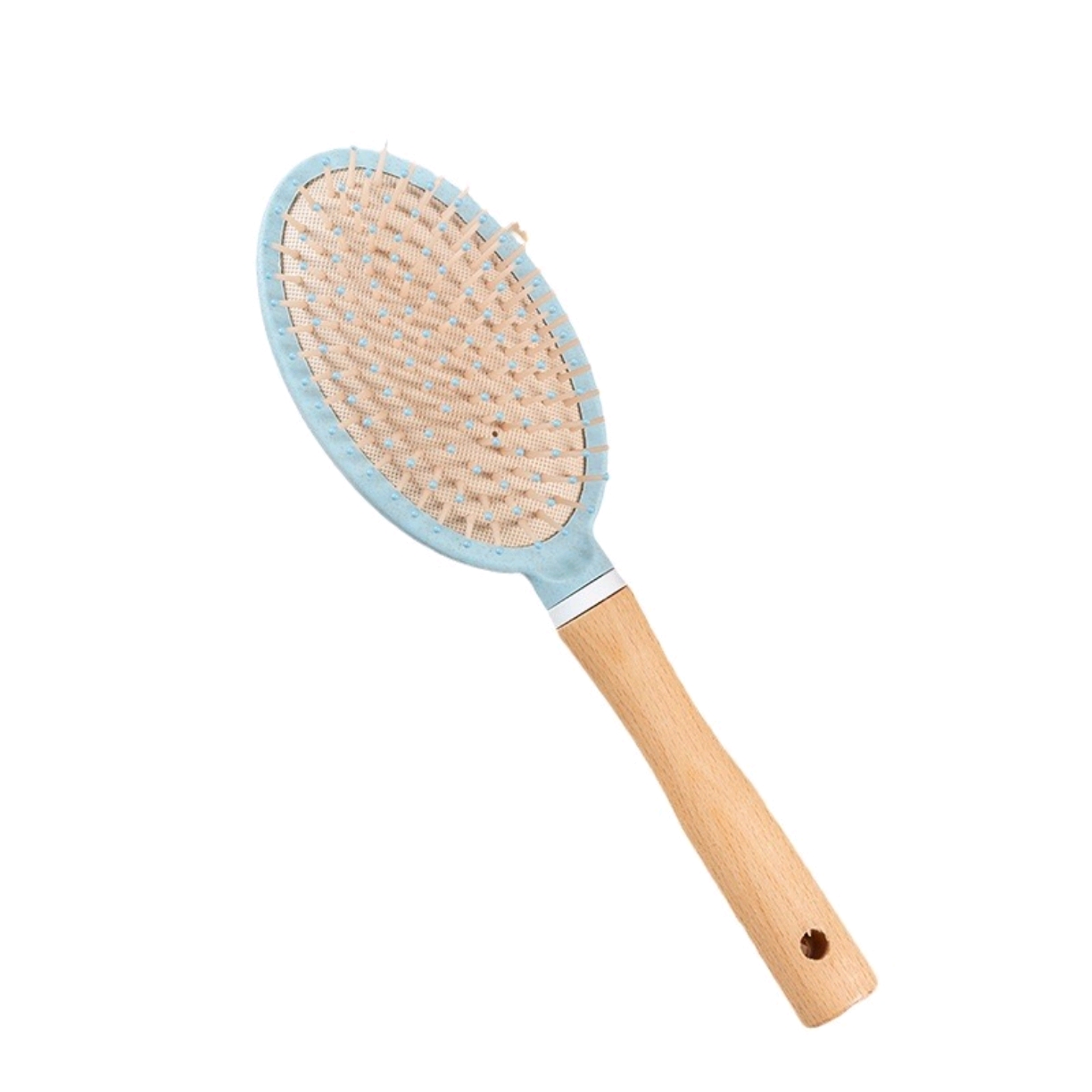 时尚榉木气垫按摩梳女士美发梳子麦秸秆气囊梳便携家用造型梳吊卡卷发梳白底实物图