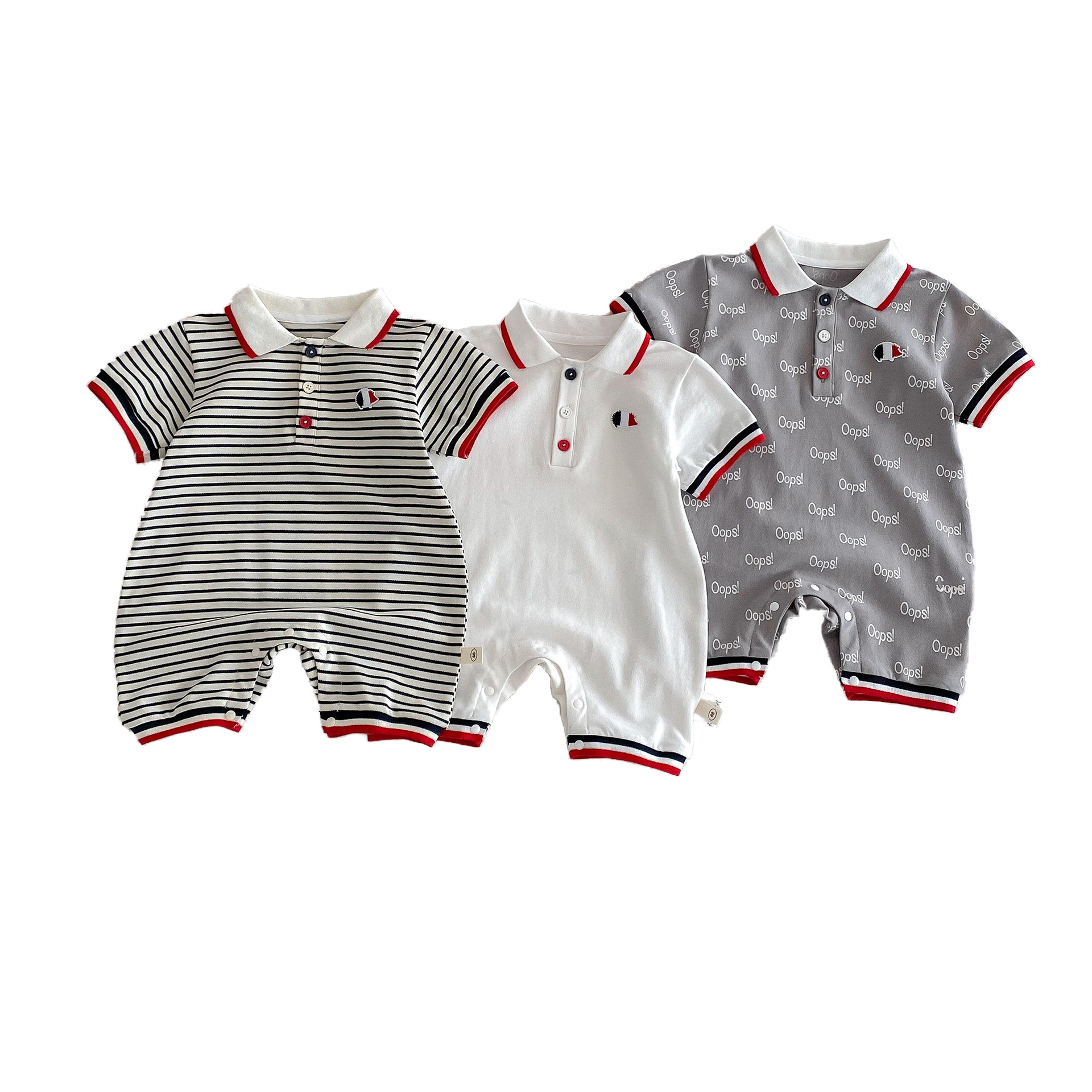 Baby striped jumpsuit 2025 new summer baby fashion design sense letter-shaped Hayi Newborn clothing trend Item Picture