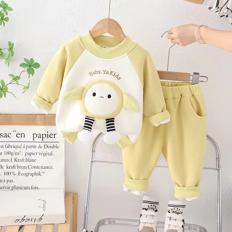 Boys' one-piece fleece autumn and winter set: 1-year-old baby winter clothes 3 Cool baby clothes 2 Children's fleece two-piece set 5 Trendy Item Picture