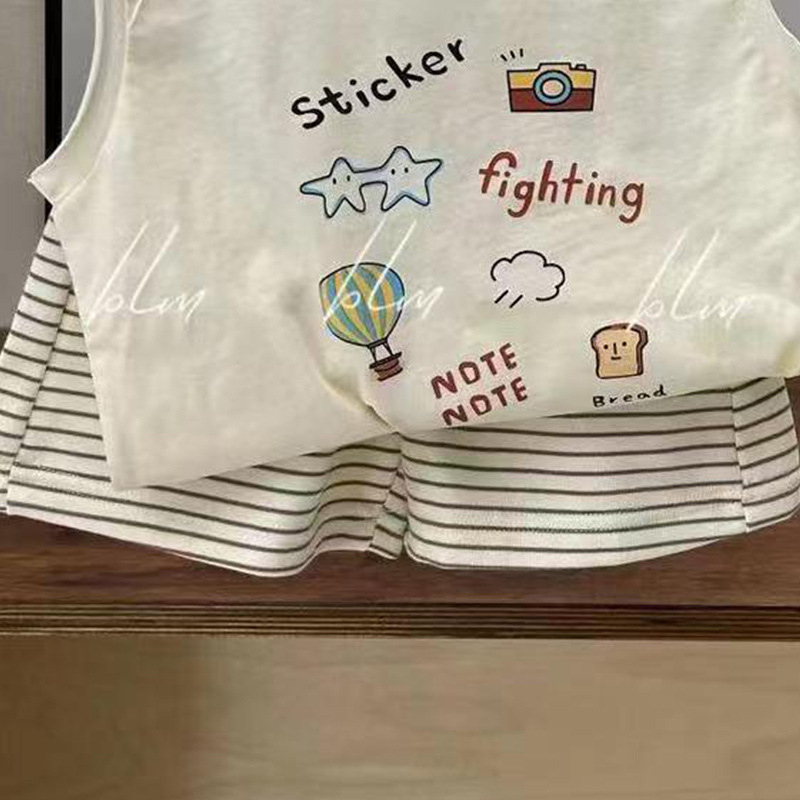 Baby Set 2024 Summer Boys' Vest Set, stylish and thin cartoon two-piece set for little boys Application Scenario