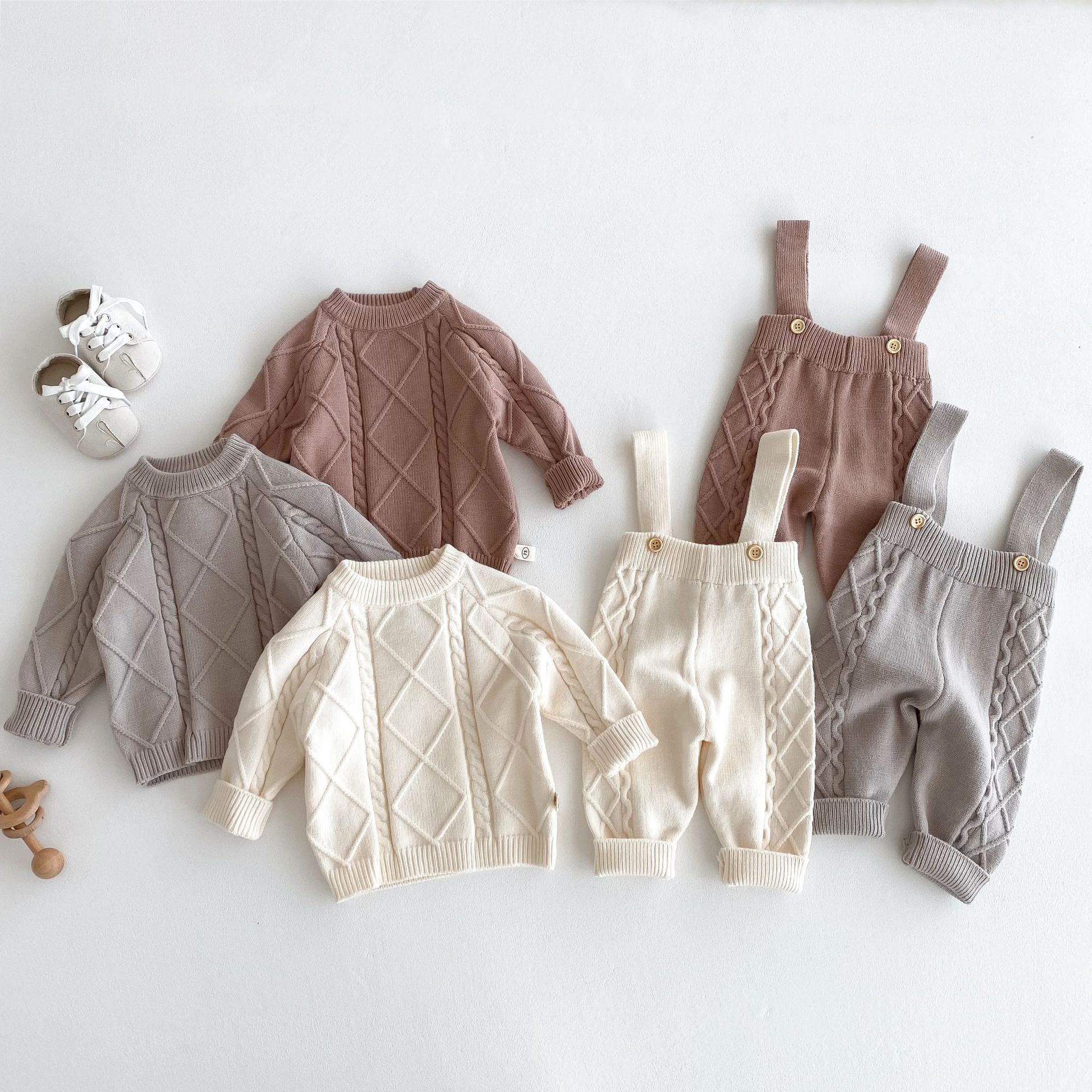 Children's twisted knit sweater, 0-5 years old, autumn and winter for boys and girls, stylish cored yarn sweater, solid color jumpsuit AY688 full figure