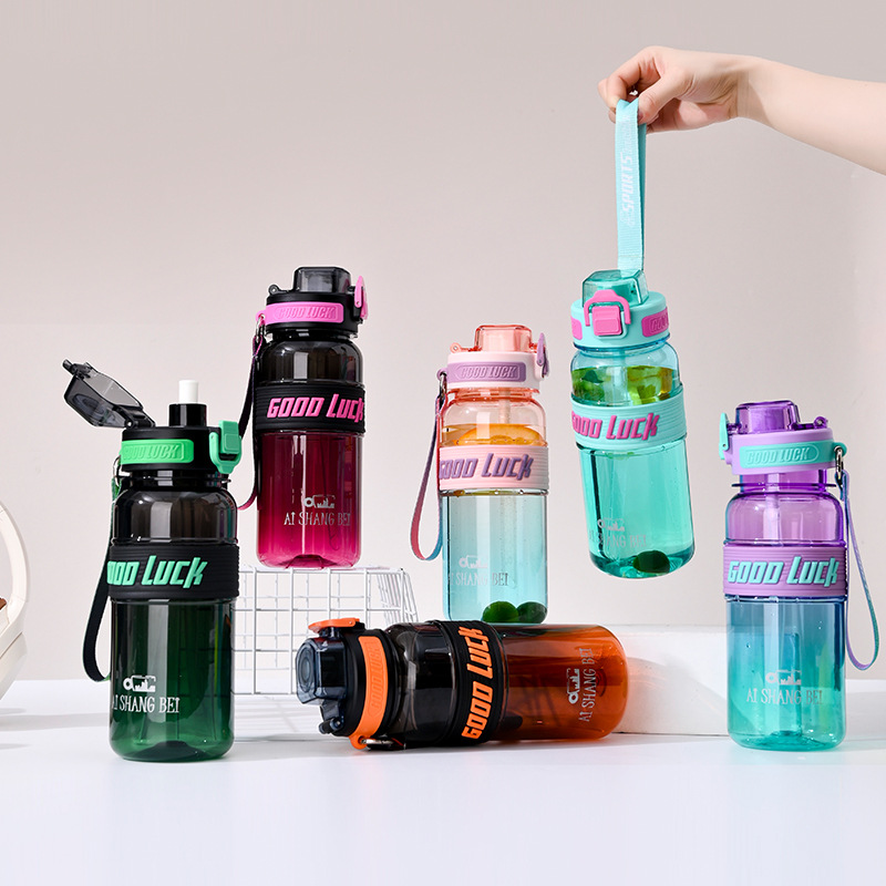 B70-9198 New Summer colorful dual-color cup, large-capacity drinking cup, dual-drinking student water cup Item Picture