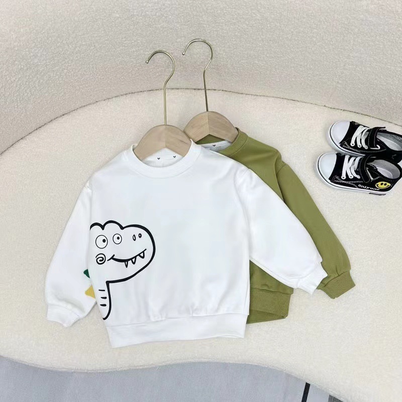 Boys' hoodies spring and autumn collection 2023 New Children's autumn collection round-neck top Dinosaur Boy Autumn streetwear trend full figure