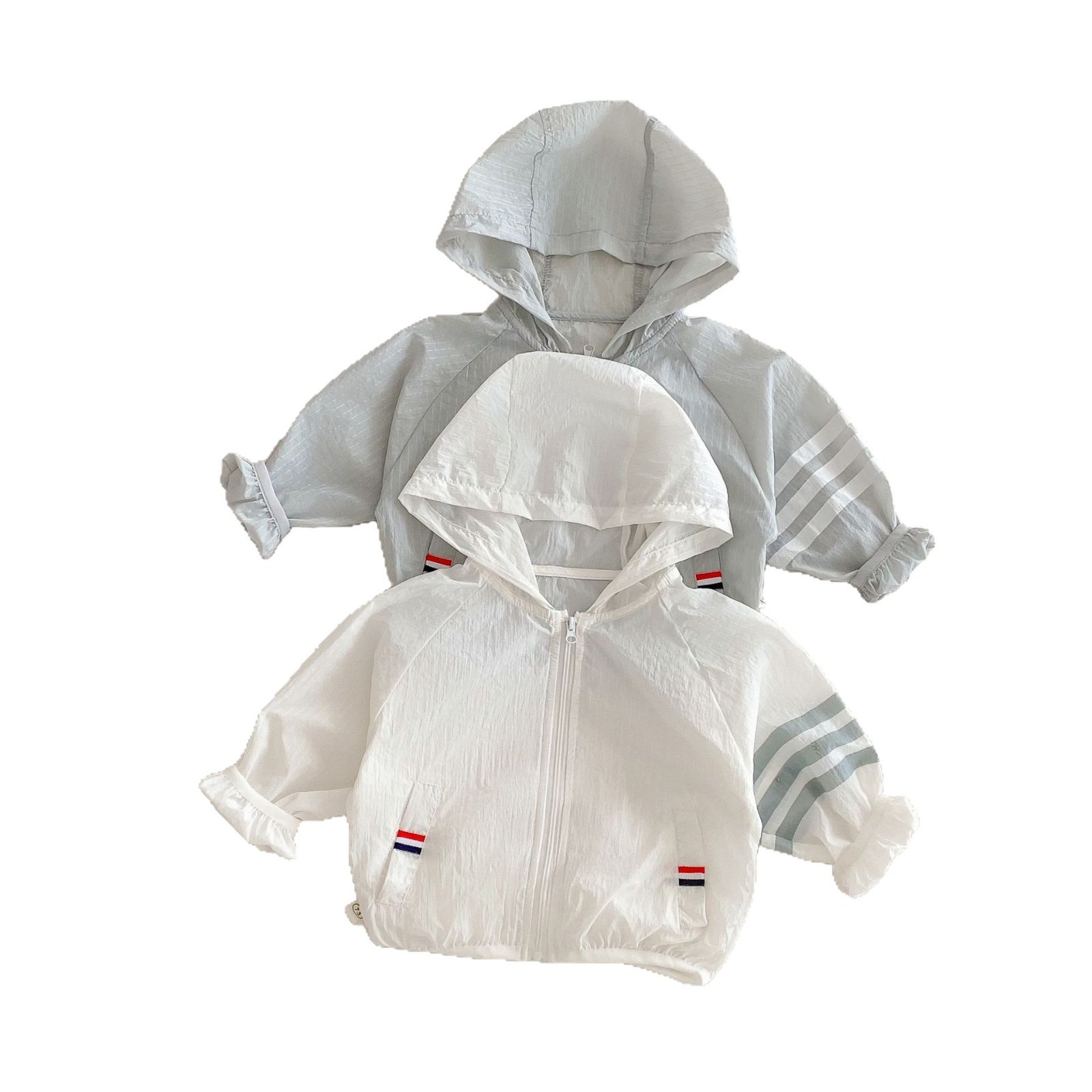 Solid color air-conditioned shirt for boys, 2025 new style, 0-5 years old summer children's Korean hooded jacket, baby thin summer wear Item Picture