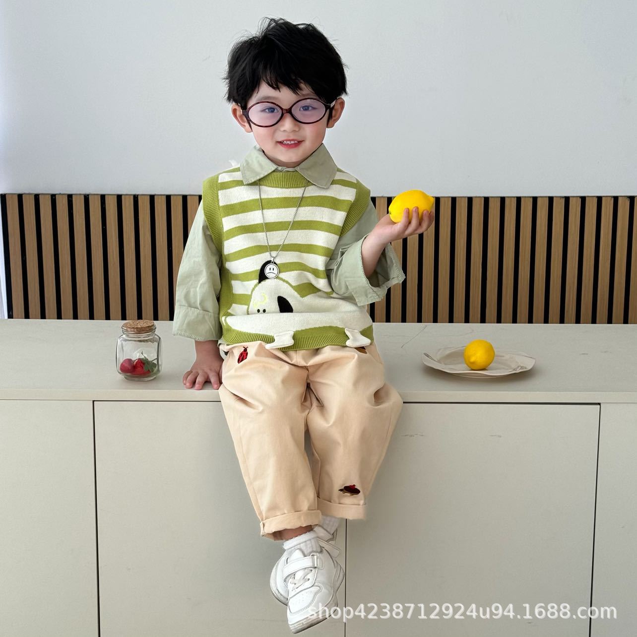 Stylish Korean-style children's clothing one-stop delivery 2025 Spring and Autumn new baby striped vest three-piece set Casual children's wear Application Scenario