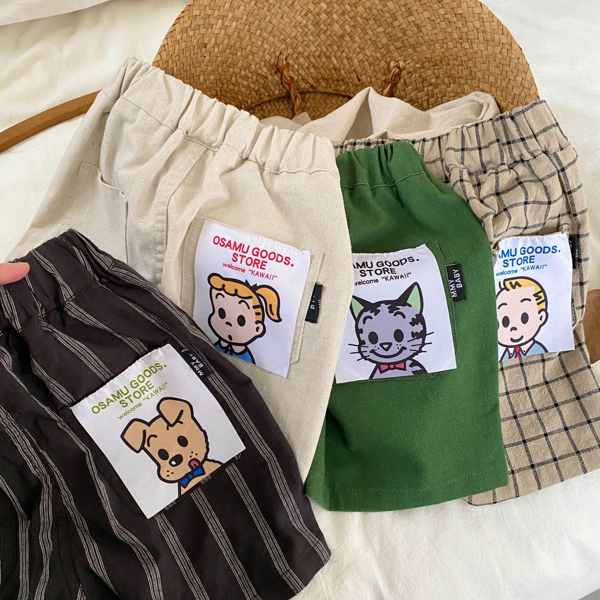 Children's patchwork casual pants for 2-7 years old, summer boys' Korean striped shorts, girls' fashionable checked pants, trendy BK096 Application Scenario