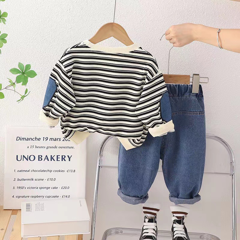Children's sets, spring baby's stylish long-sleeved sportswear, two-piece sets of boys' and girls' sweatshirts, autumn baby clothes details Picture