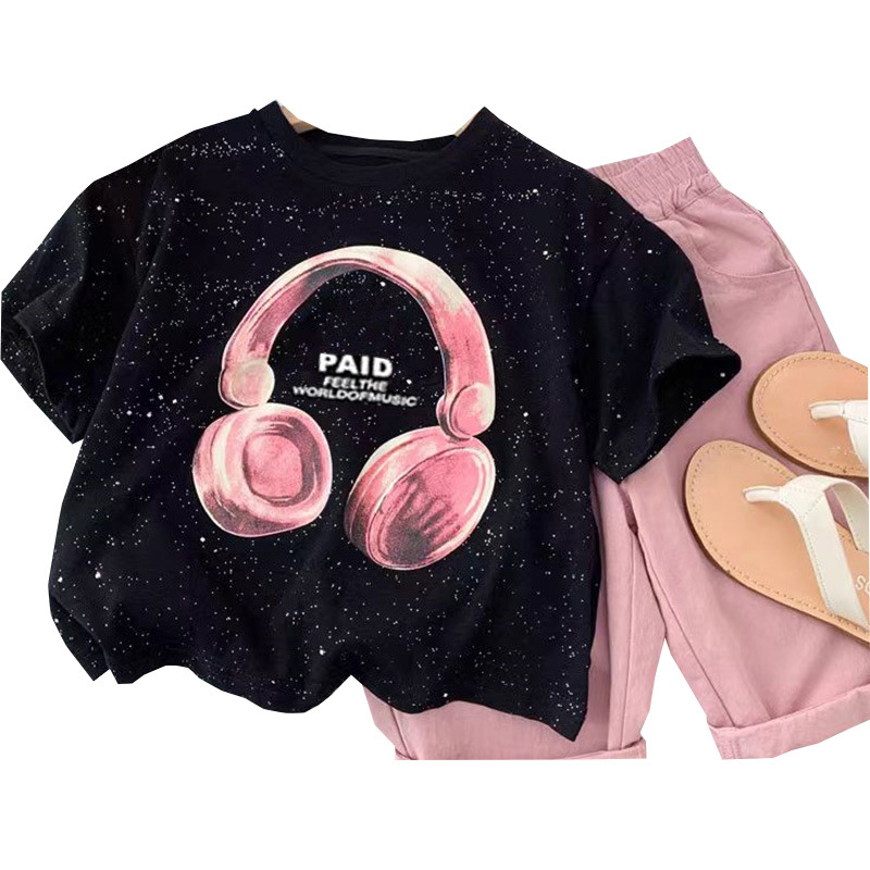 Children's summer set: Little Kids short-sleeved 2024 New style for Boys and Girls, stylish two-piece Korean-style kids' clothes Item Picture