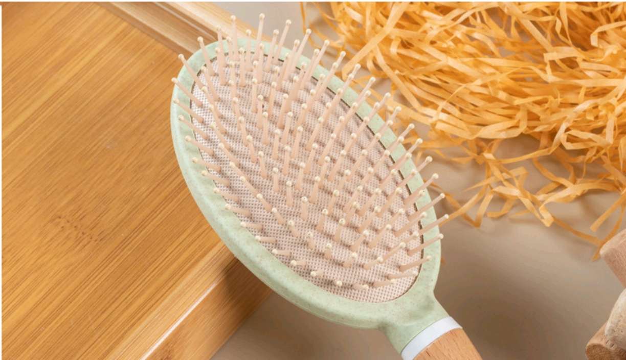 时尚榉木气垫按摩梳女士美发梳子麦秸秆气囊梳便携家用造型梳吊卡卷发梳详情图5