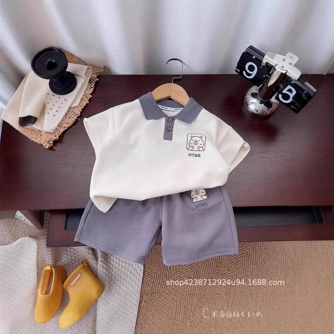 Children's spring lapel set 2024 Spring New Korean style cool baby boy trendy two-piece children's clothing details Picture