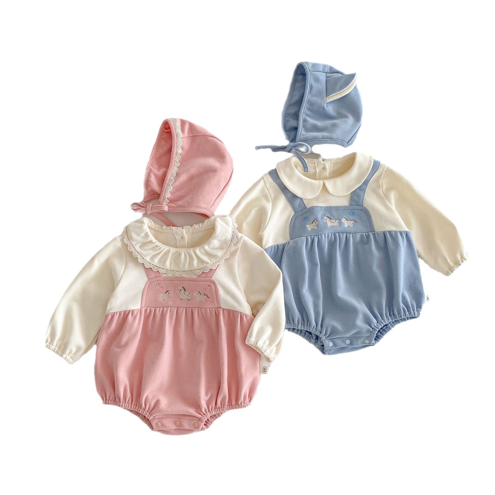 Baby Princess Ha Yi 2025 New Spring Baby Korean-style fake two-piece crawling suit Super cute newborn spring clothes Item Picture