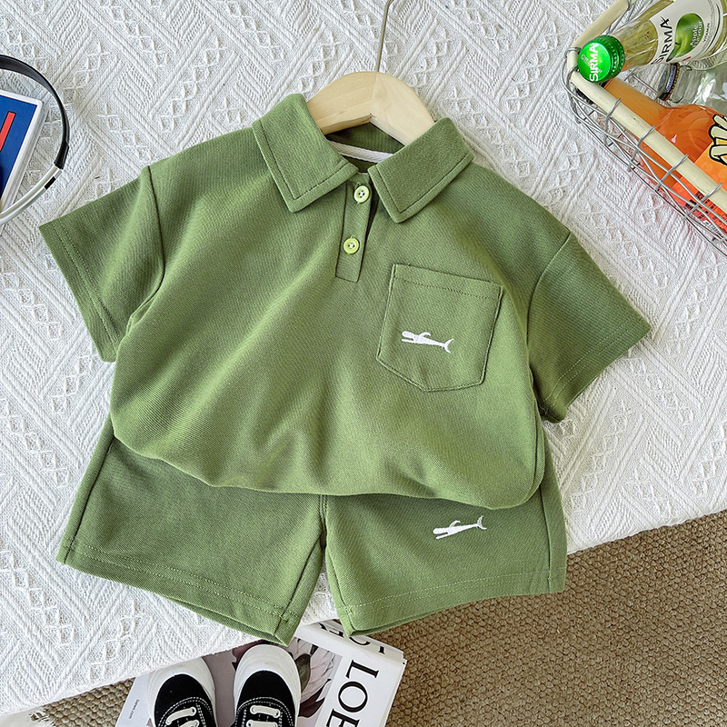 Children's POLO collar set, stylish boys' and children's casual two-piece set, summer loose two-piece sportswear set Specification drawing