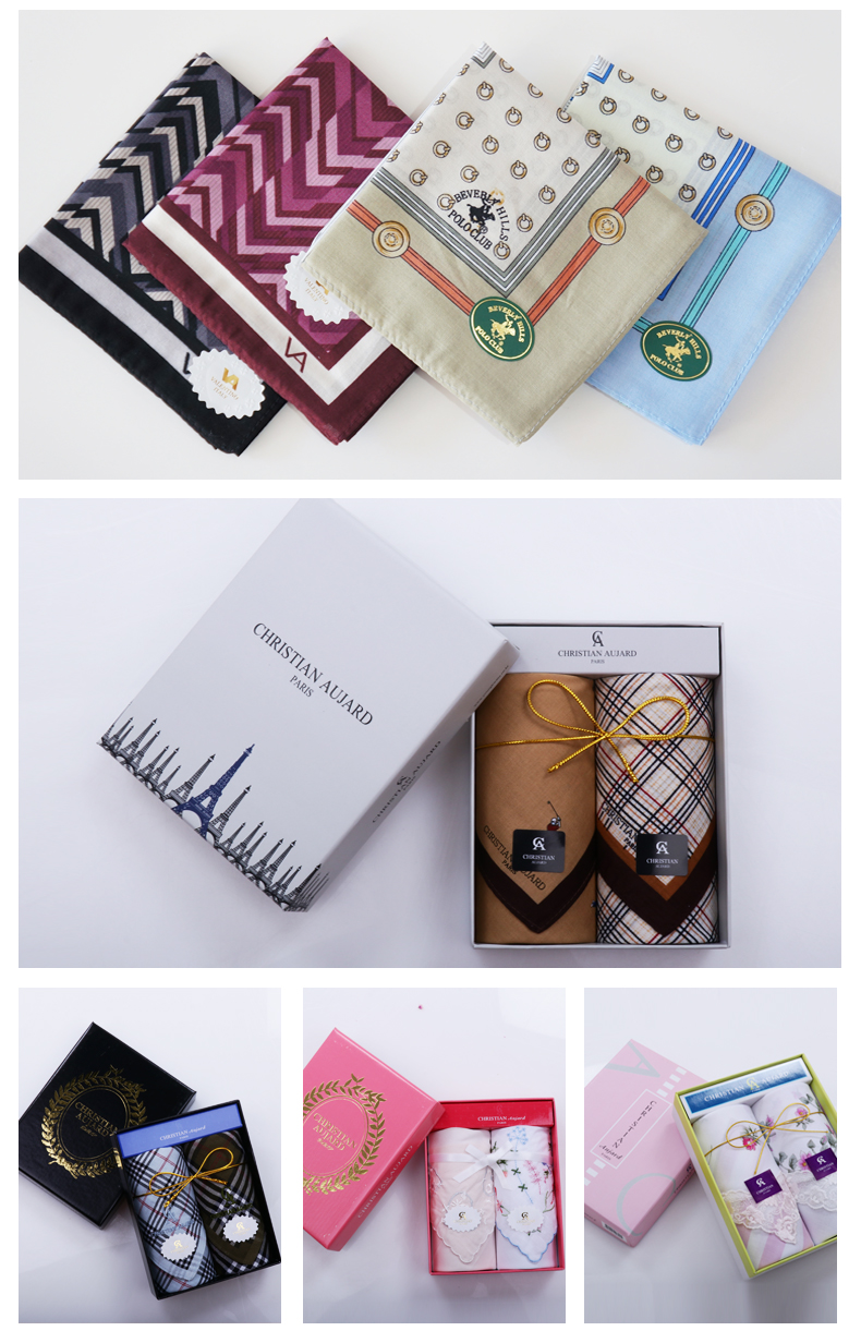 韩国进口happylife商务送礼纯棉手帕 小方巾礼盒男女款 双条礼盒详情10