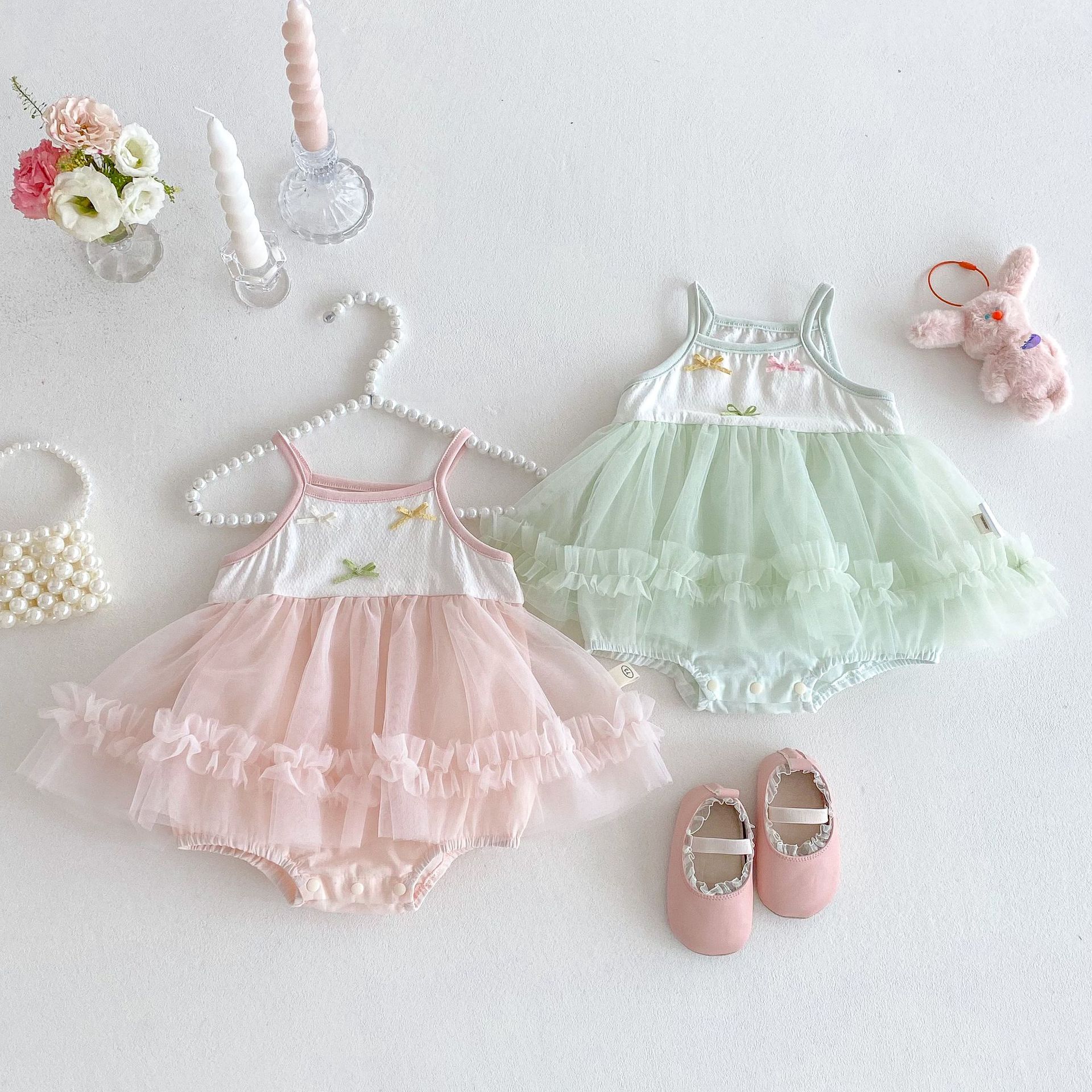 Wholesale of the 2025 new style of baby climbing dress, Z25-655XL breathable lace dress with a halter strap and bottom cover full figure